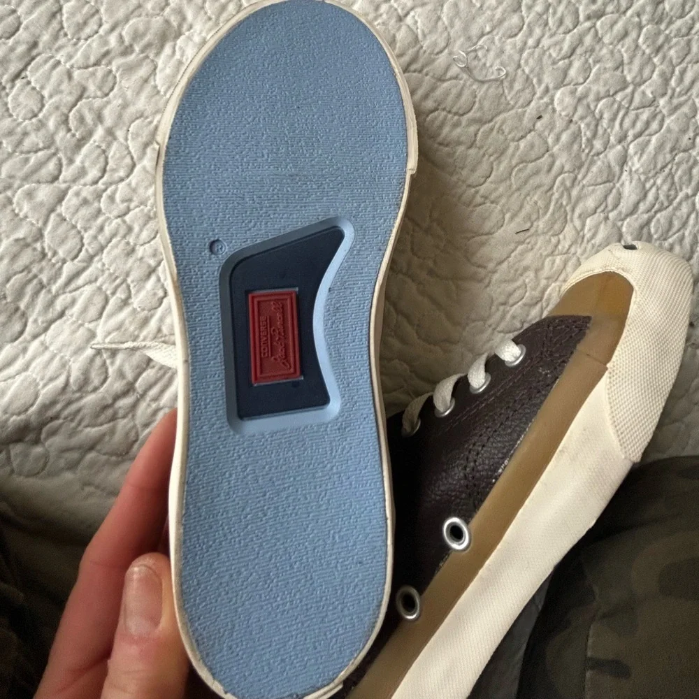 NWOT Converse Jack Purcell sneakers size 1. Brown w/tan accents. Waterproof.